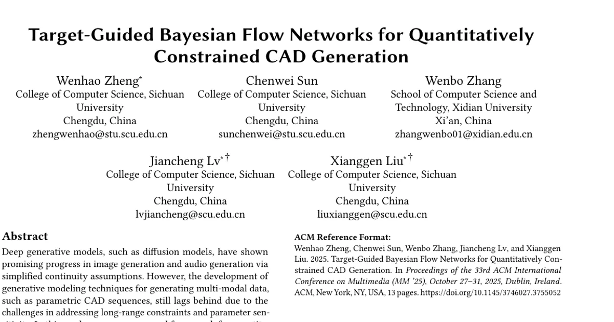 Target-Guided Bayesian Flow Networks for Quantitatively Constrained CAD Generation