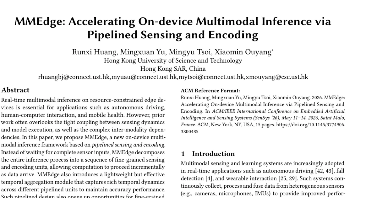 MMEdge: Accelerating On-device Multimodal Inference via Pipelined Sensing and Encoding