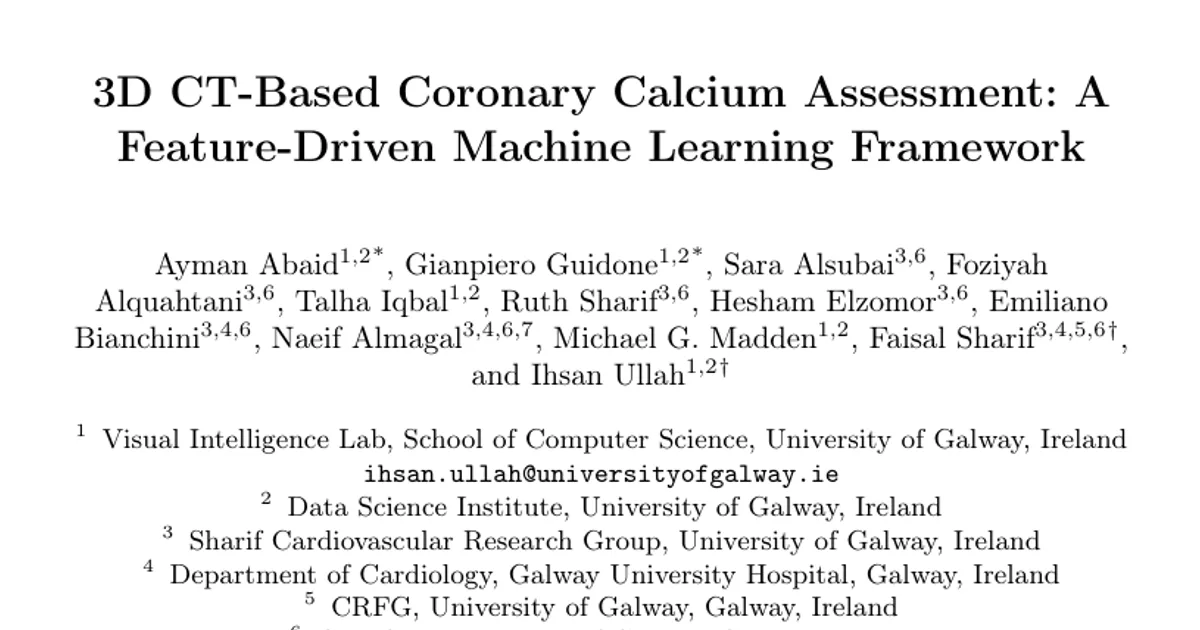 3D CT-Based Coronary Calcium Assessment: A Feature-Driven Machine Learning Framework
