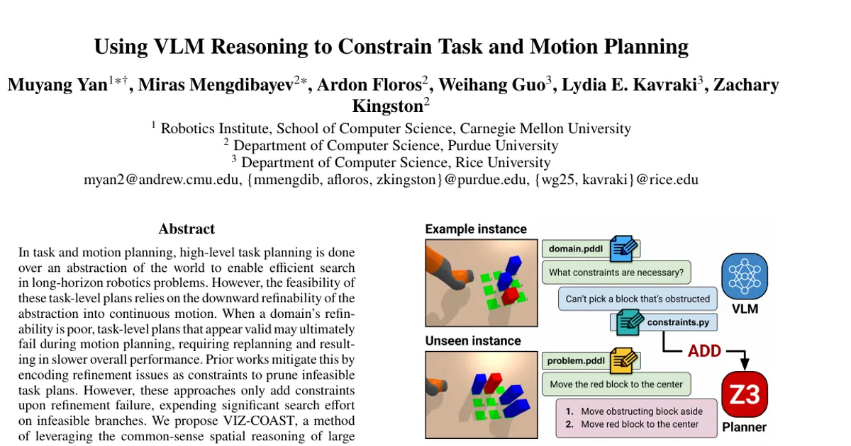Using VLM Reasoning to Constrain Task and Motion Planning
