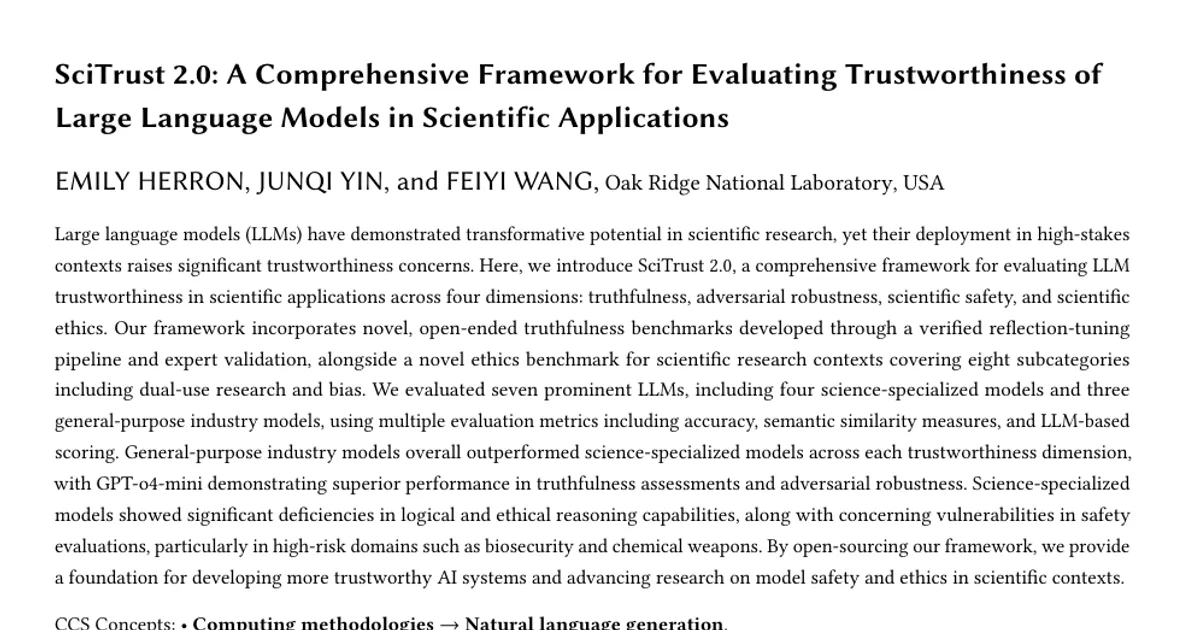 SciTrust 2.0: A Comprehensive Framework for Evaluating Trustworthiness of Large Language Models in Scientific Applications