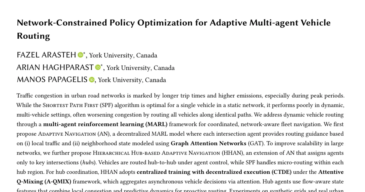 Network-Constrained Policy Optimization for Adaptive Multi-agent Vehicle Routing