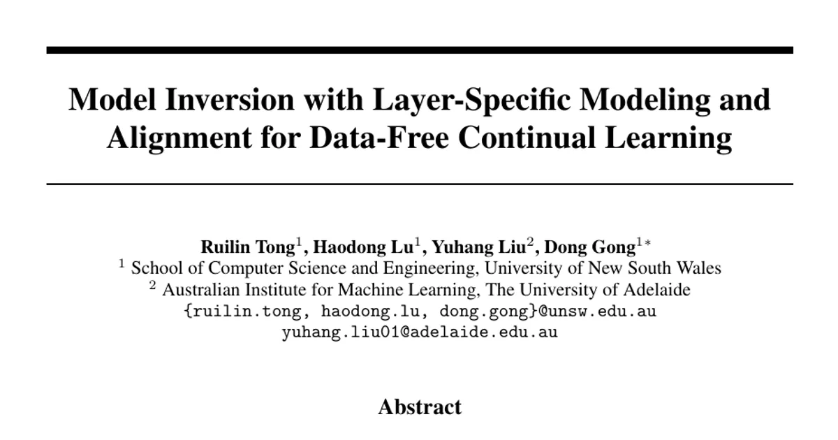 Model Inversion with Layer-Specific Modeling and Alignment for Data-Free Continual Learning