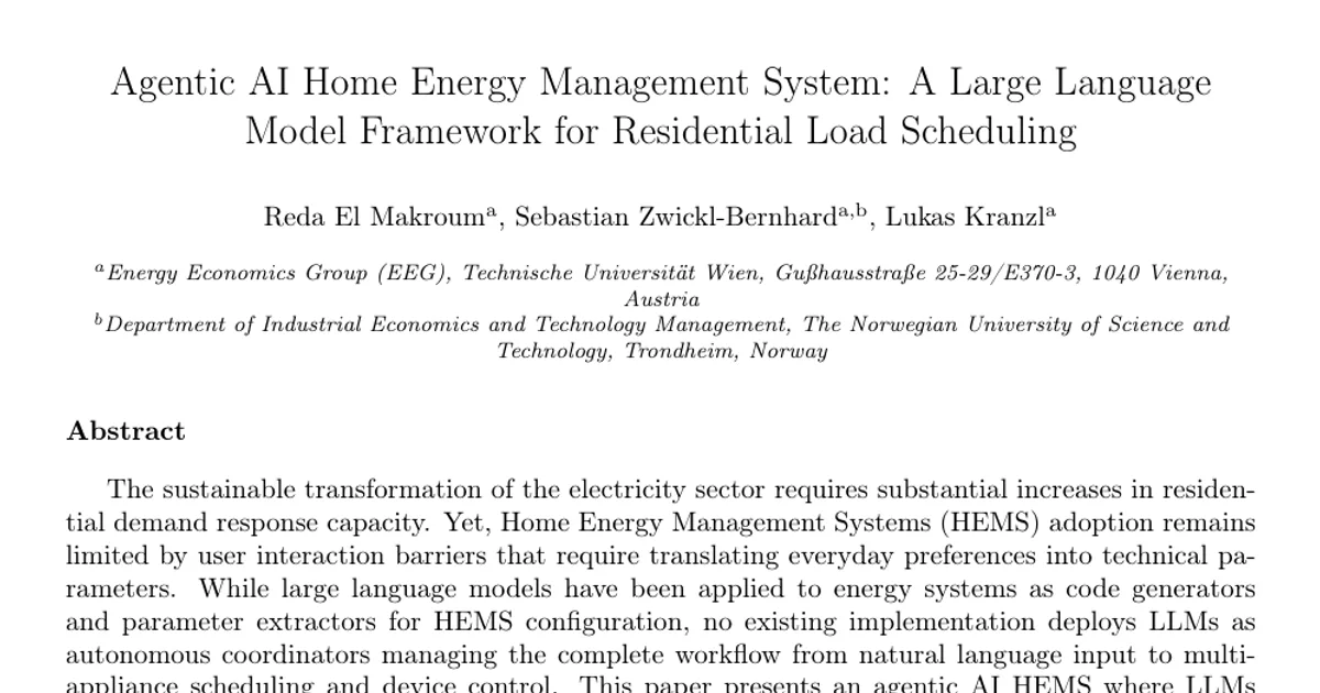 Agentic AI Home Energy Management System: A Large Language Model Framework for Residential Load Scheduling