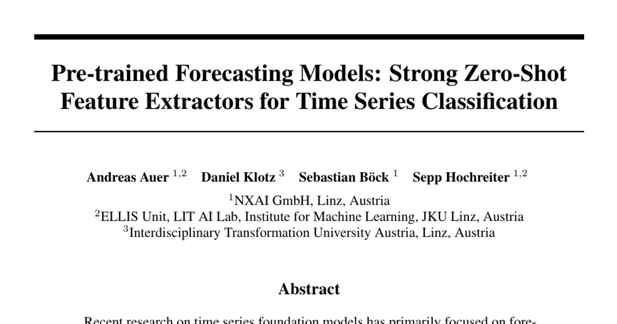 Pre-trained Forecasting Models: Strong Zero-Shot Feature Extractors for Time Series Classification