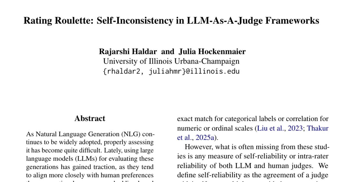 Rating Roulette: Self-Inconsistency in LLM-As-A-Judge Frameworks