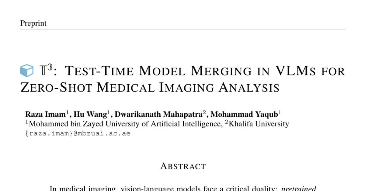 T3: Test-Time Model Merging in VLMs for Zero-Shot Medical Imaging Analysis