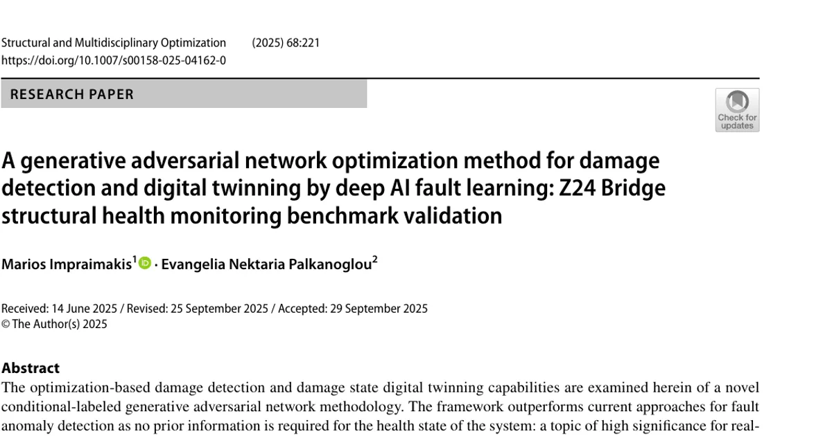 A generative adversarial network optimization method for damage detection and digital twinning by deep AI fault learning: Z24 Bridge structural health monitoring benchmark validation