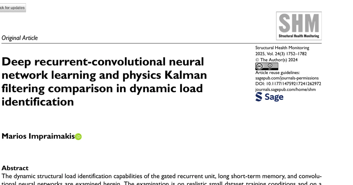 Deep recurrent-convolutional neural network learning and physics Kalman filtering comparison in dynamic load identification