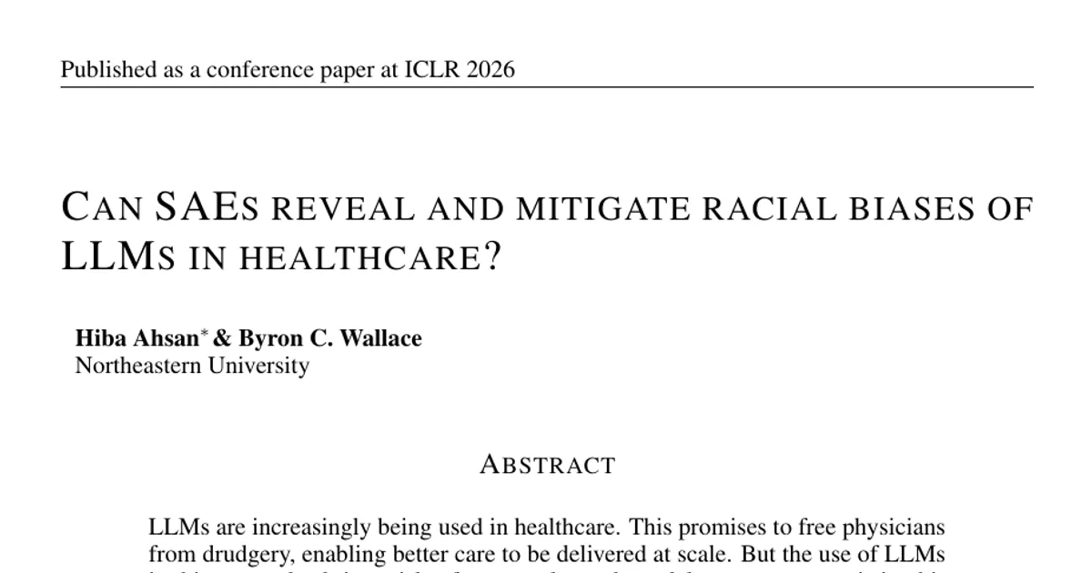 Can SAEs reveal and mitigate racial biases of LLMs in healthcare?
