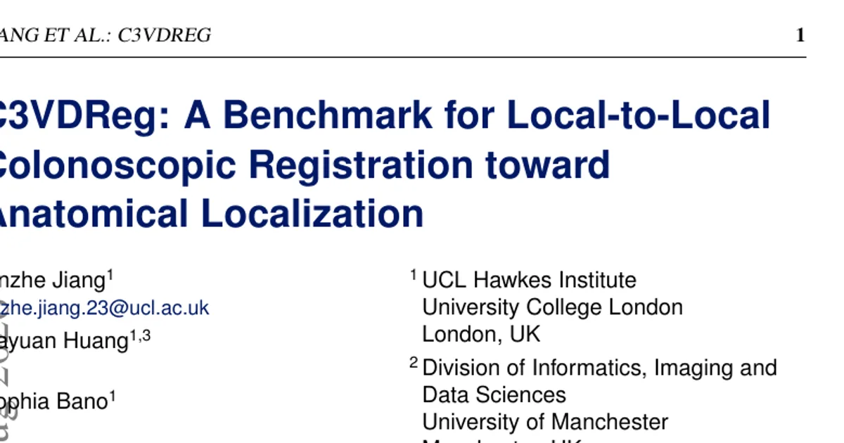C3VDReg: A Benchmark for Local-to-Local Colonoscopic Registration toward Anatomical Localization