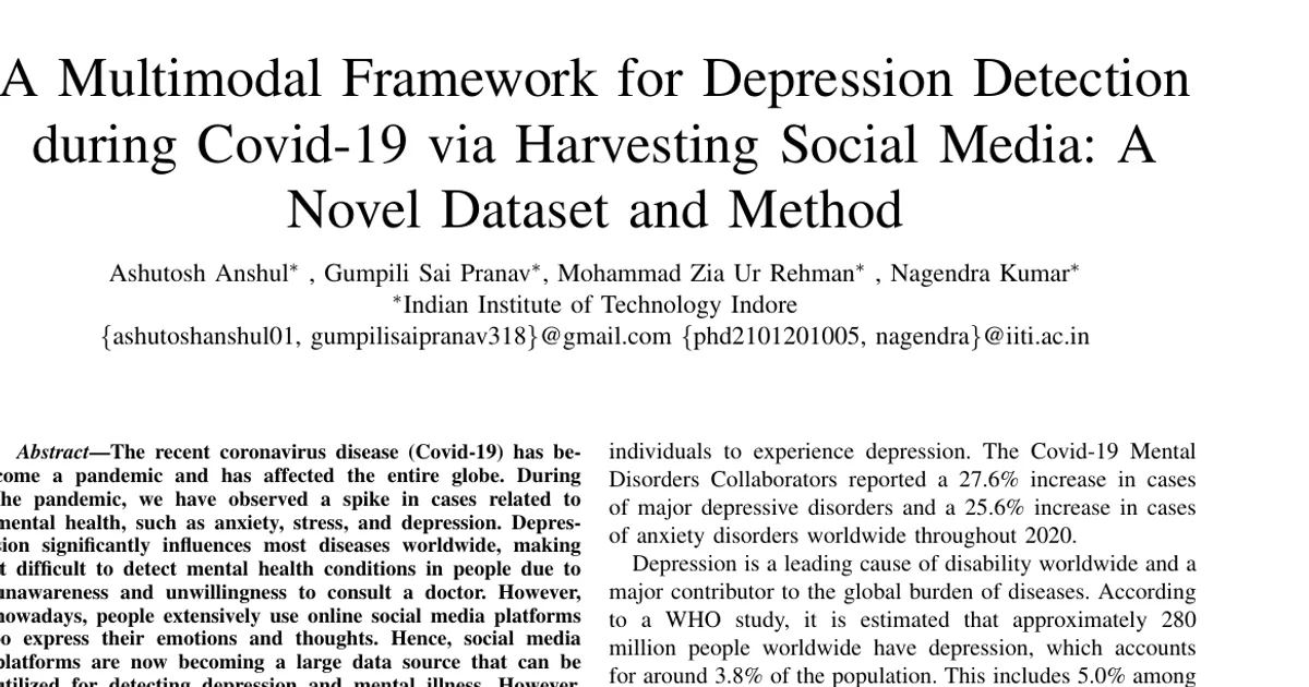 A Multimodal Framework for Depression Detection during Covid-19 via Harvesting Social Media: A Novel Dataset and Method