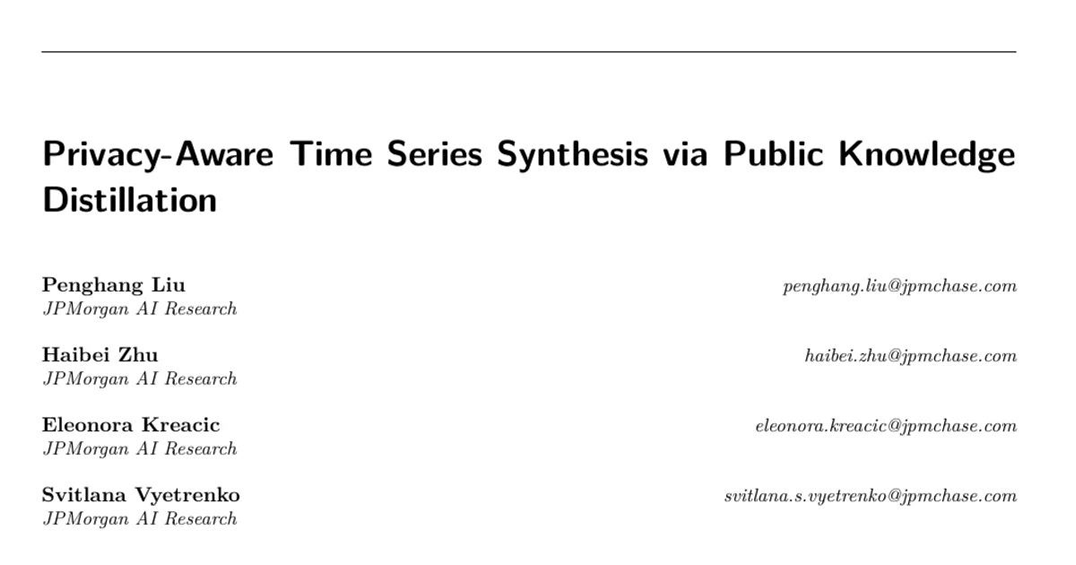 Privacy-Aware Time Series Synthesis via Public Knowledge Distillation