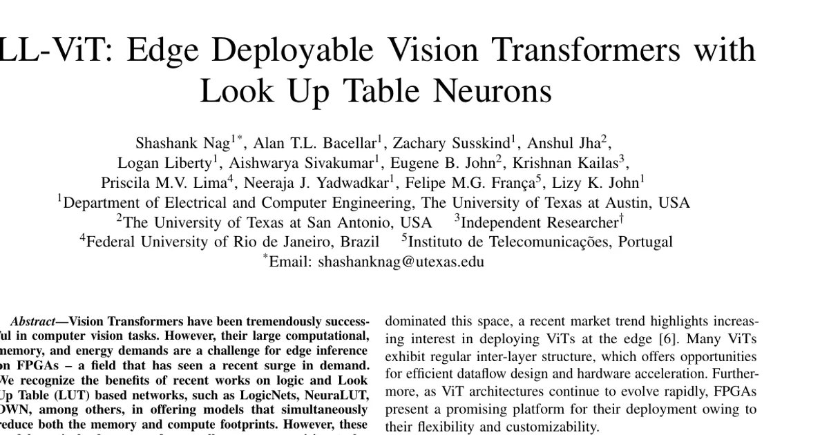 LL-ViT: Edge Deployable Vision Transformers with Look Up Table Neurons