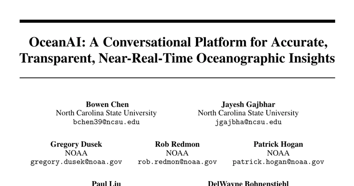 OceanAI: A Conversational Platform for Accurate, Transparent, Near-Real-Time Oceanographic Insights