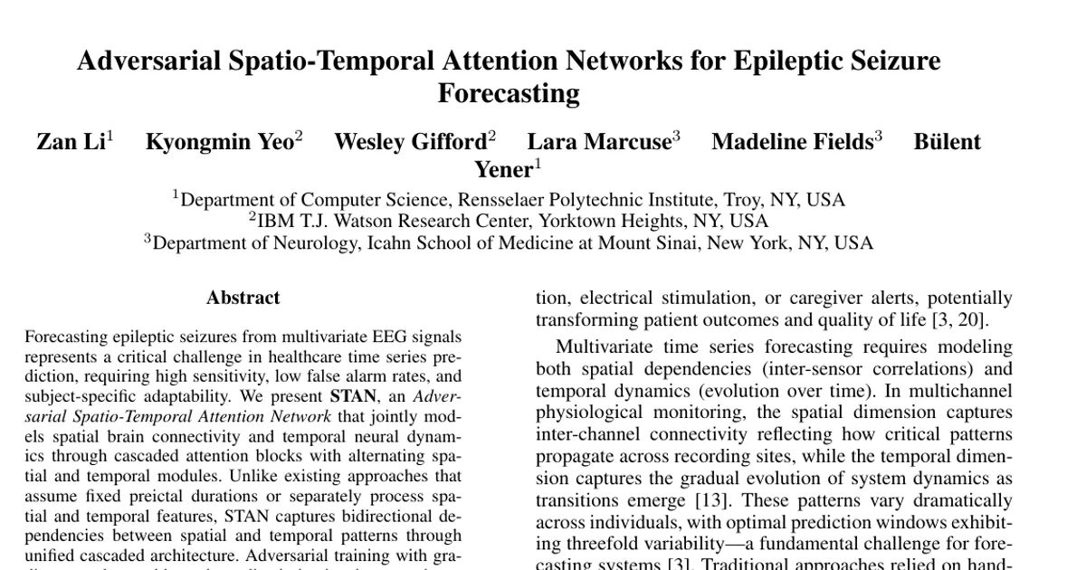 Adversarial Spatio-Temporal Attention Networks for Epileptic Seizure Forecasting
