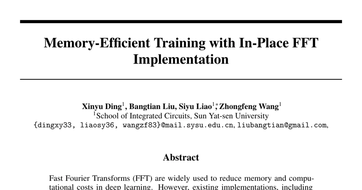 Memory-Efficient Training with In-Place FFT Implementation