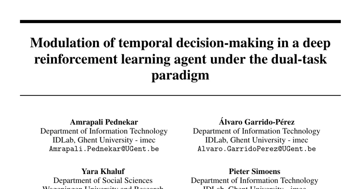 Modulation of temporal decision-making in a deep reinforcement learning agent under the dual-task paradigm