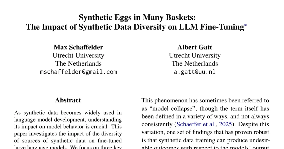 Synthetic Eggs in Many Baskets: The Impact of Synthetic Data Diversity on LLM Fine-Tuning
