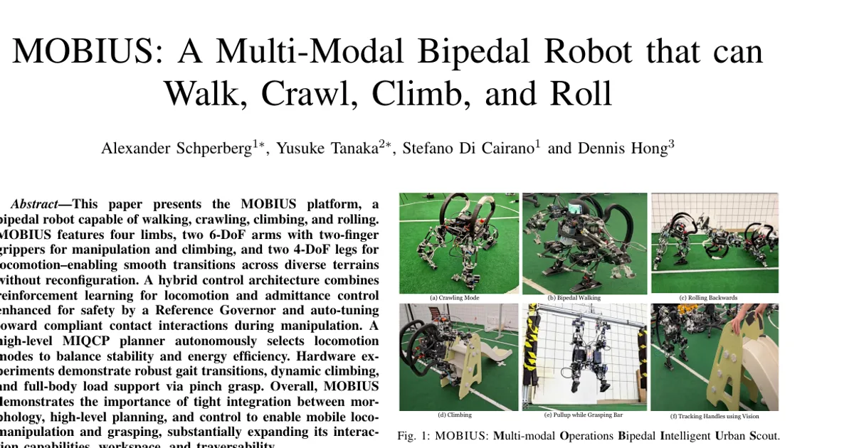 MOBIUS: A Multi-Modal Bipedal Robot that can Walk, Crawl, Climb, and Roll