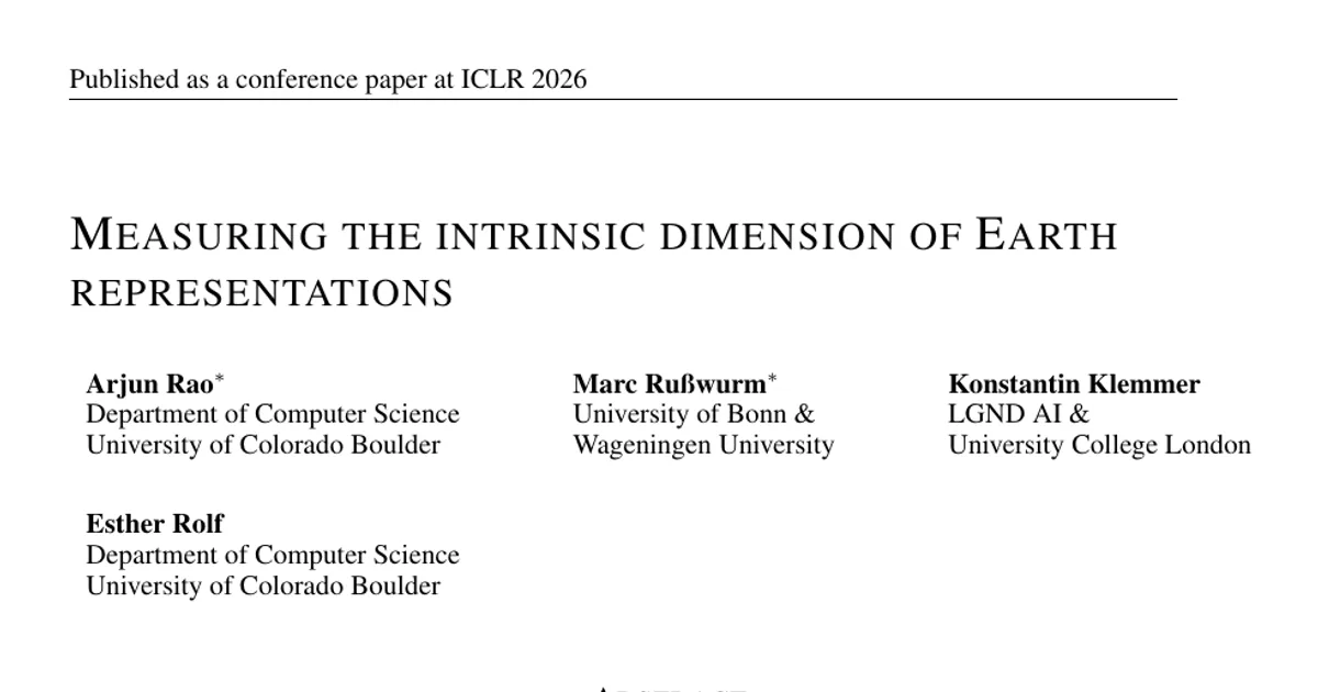 Measuring the Intrinsic Dimension of Earth Representations