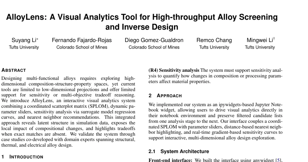 AlloyLens: A Visual Analytics Tool for High-throughput Alloy Screening and Inverse Design