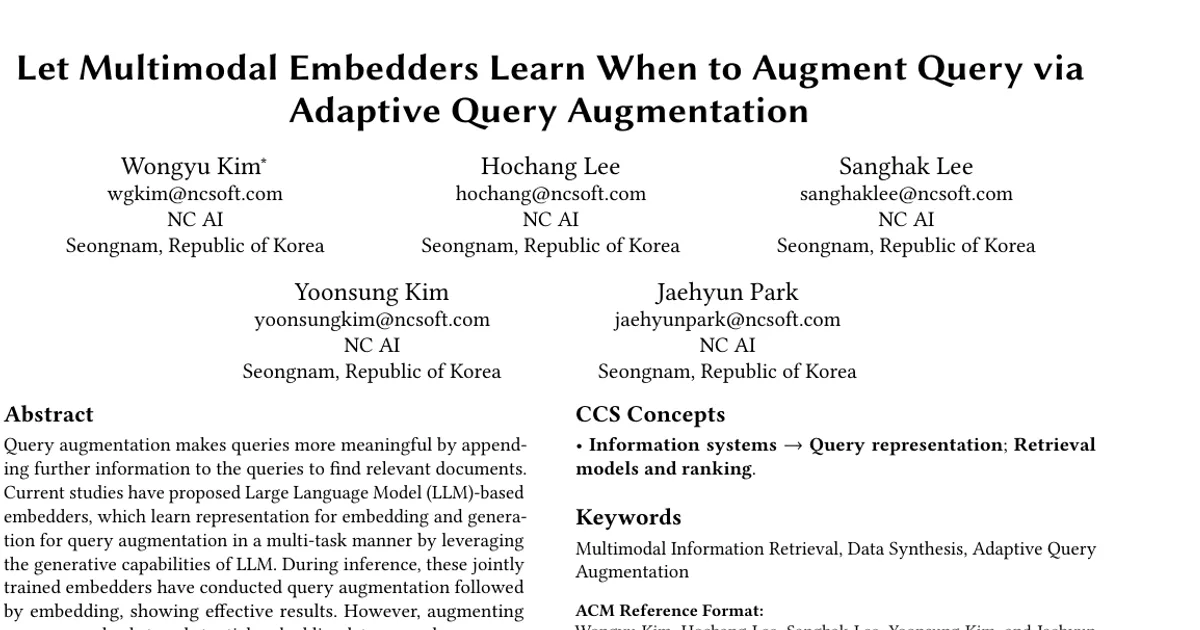 Let Multimodal Embedders Learn When to Augment Query via Adaptive Query Augmentation