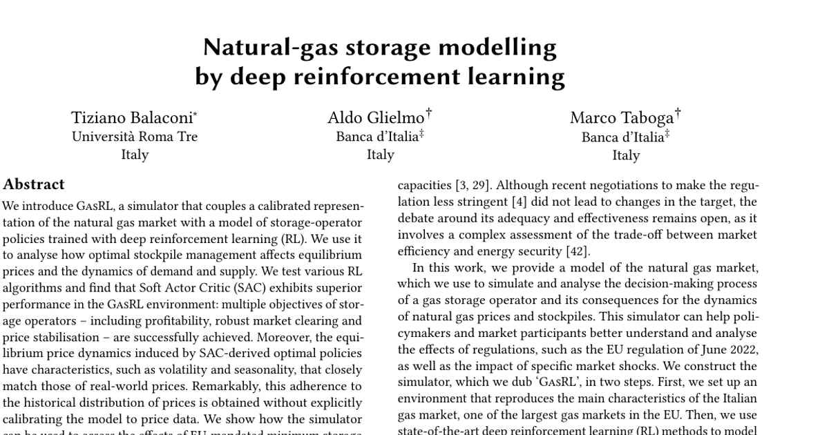 Natural-gas storage modelling by deep reinforcement learning