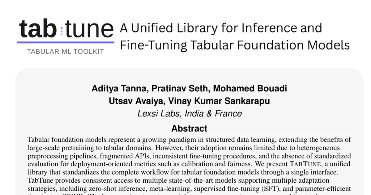 TabTune: A Unified Library for Inference and Fine-Tuning Tabular Foundation Models