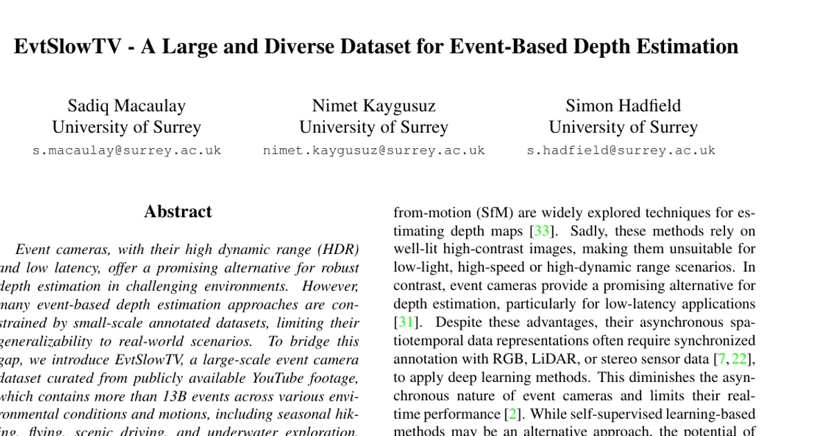 EvtSlowTV -- A Large and Diverse Dataset for Event-Based Depth Estimation