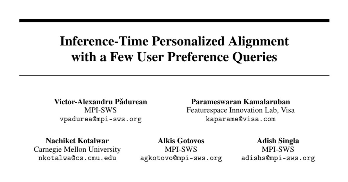 Inference-Time Personalized Alignment with a Few User Preference Queries