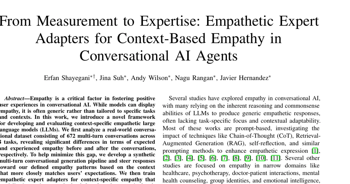 From Measurement to Expertise: Empathetic Expert Adapters for Context-Based Empathy in Conversational AI Agents