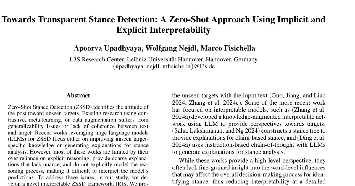Towards Transparent Stance Detection: A Zero-Shot Approach Using Implicit and Explicit Interpretability