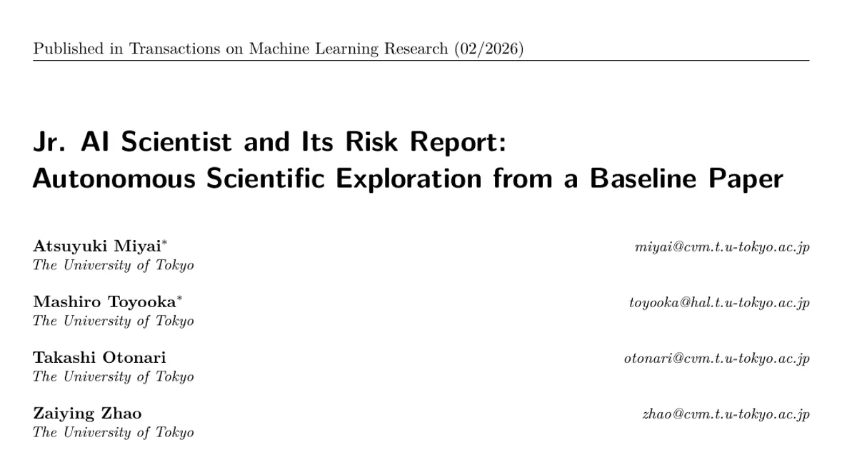 Jr. AI Scientist and Its Risk Report: Autonomous Scientific Exploration from a Baseline Paper