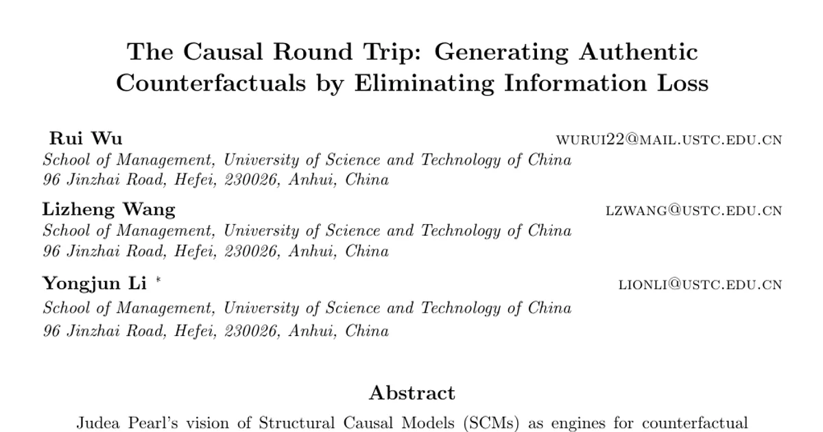 The Causal Round Trip: Generating Authentic Counterfactuals by Eliminating Information Loss