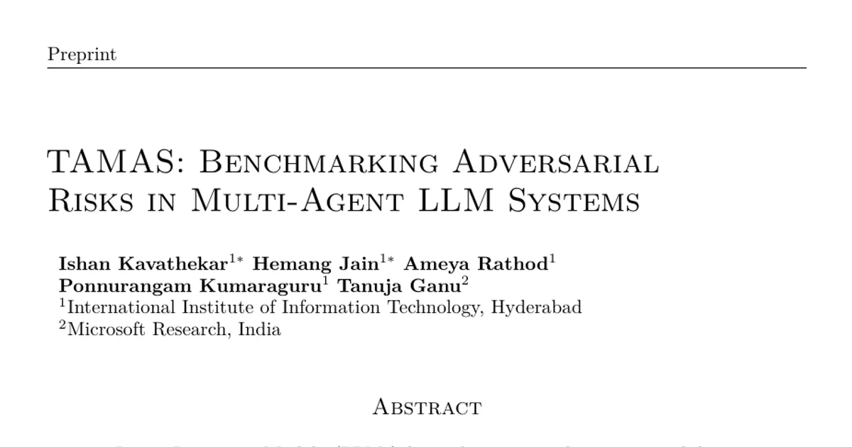TAMAS: Benchmarking Adversarial Risks in Multi-Agent LLM Systems