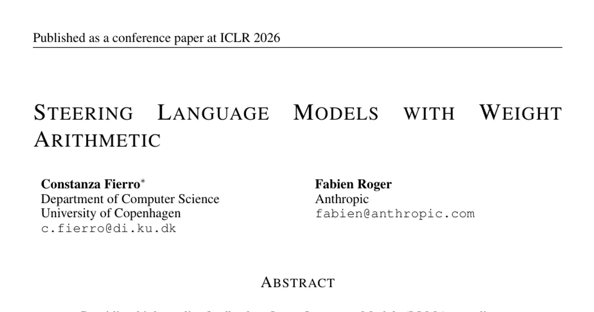 Steering Language Models with Weight Arithmetic