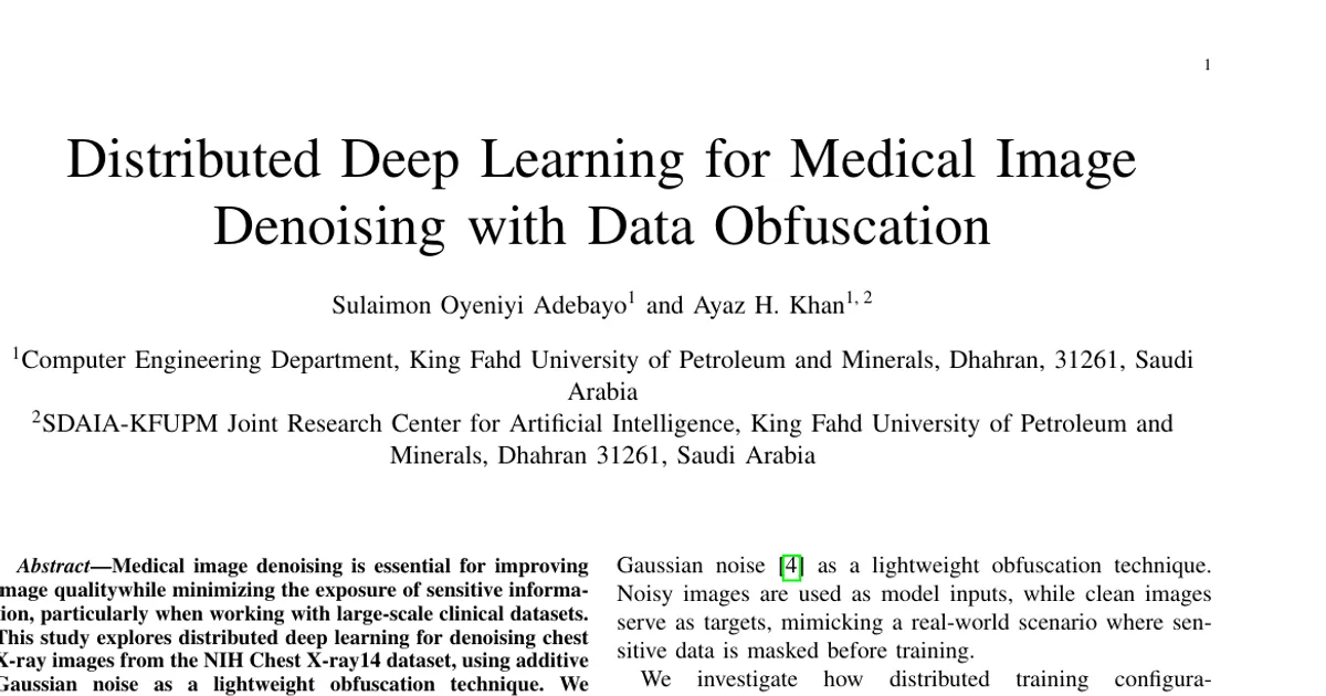Distributed Deep Learning for Medical Image Denoising with Data Obfuscation