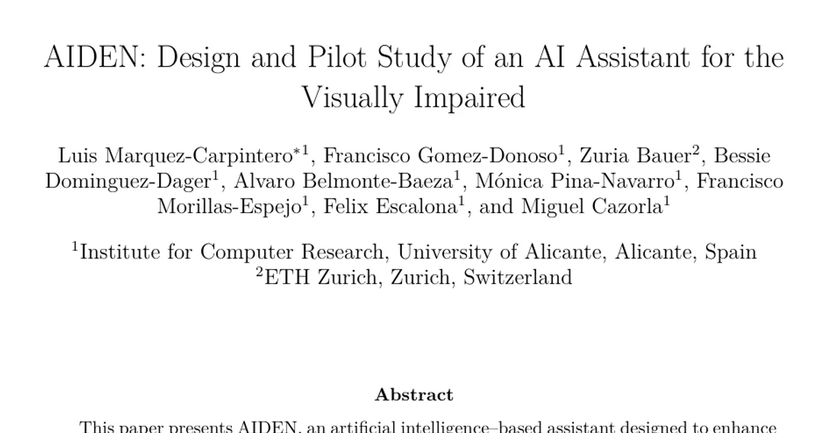 AIDEN: Design and Pilot Study of an AI Assistant for the Visually Impaired
