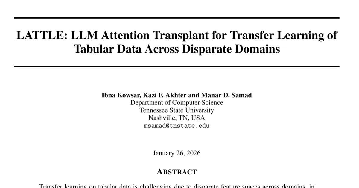LATTLE: LLM Attention Transplant for Transfer Learning of Tabular Data Across Disparate Domains