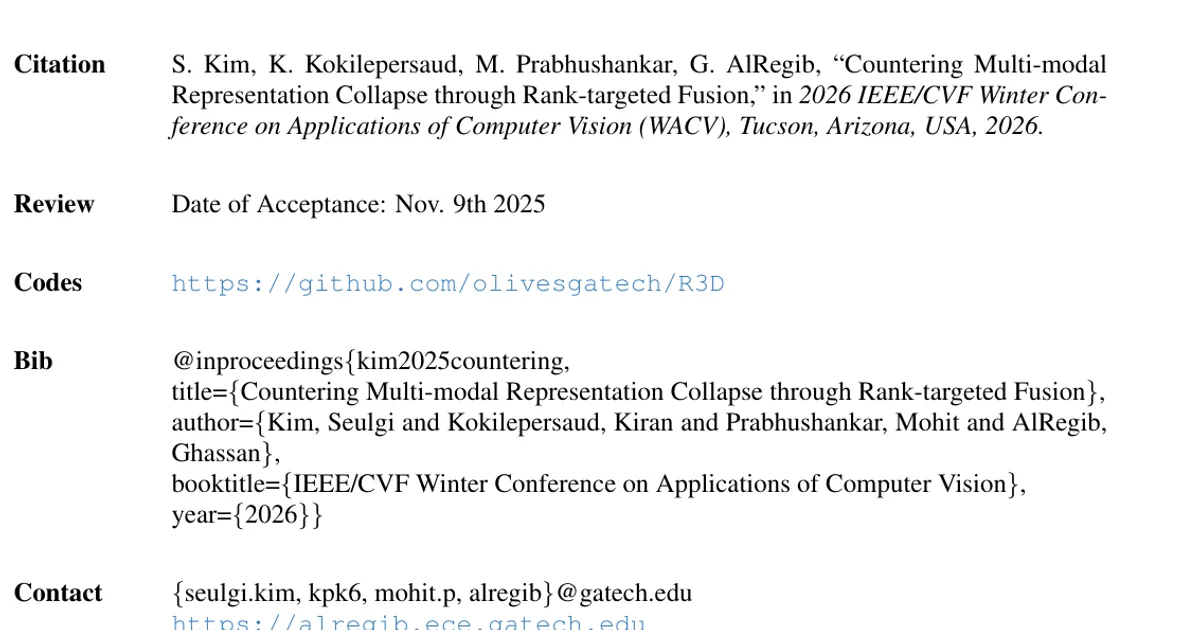 Countering Multi-modal Representation Collapse through Rank-targeted Fusion