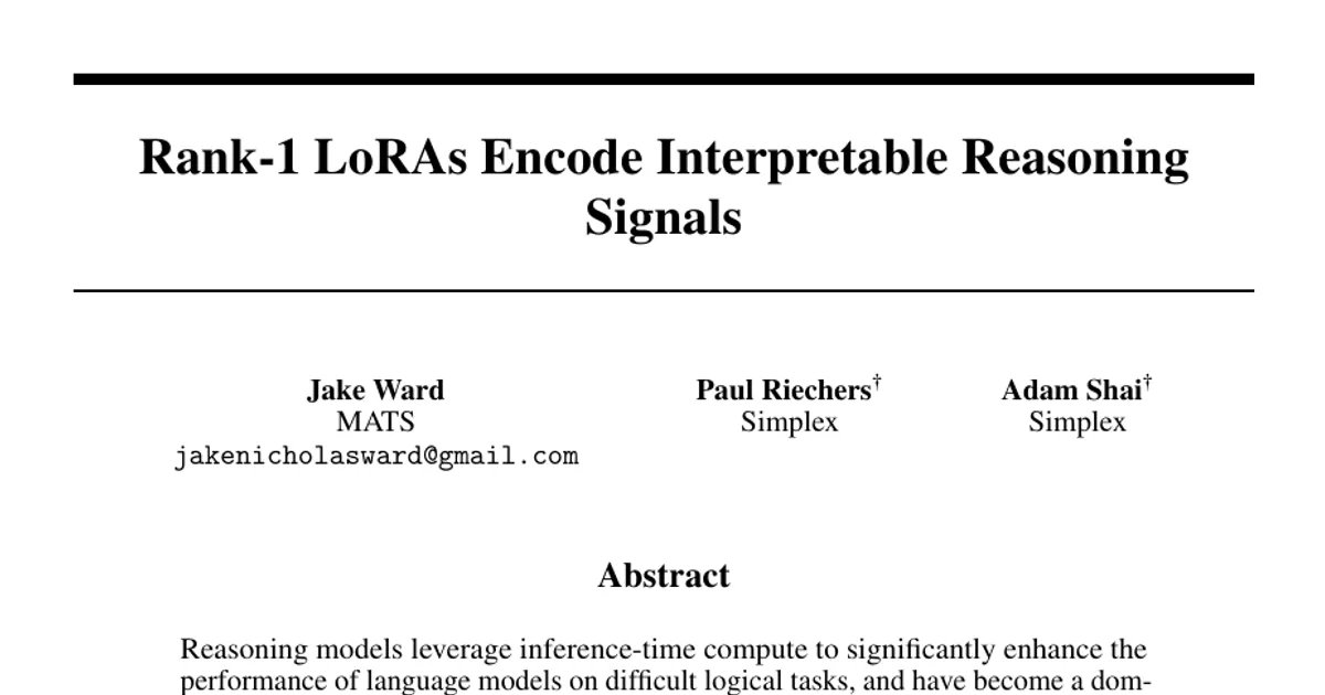 Rank-1 LoRAs Encode Interpretable Reasoning Signals