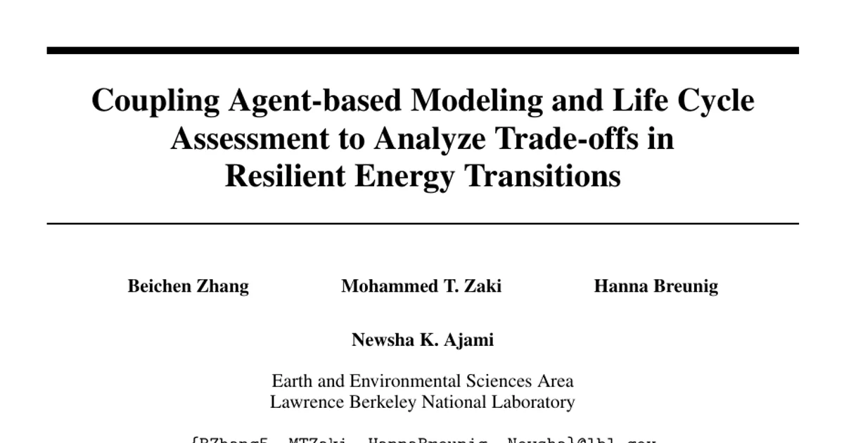 Coupling Agent-based Modeling and Life Cycle Assessment to Analyze Trade-offs in Resilient Energy Transitions