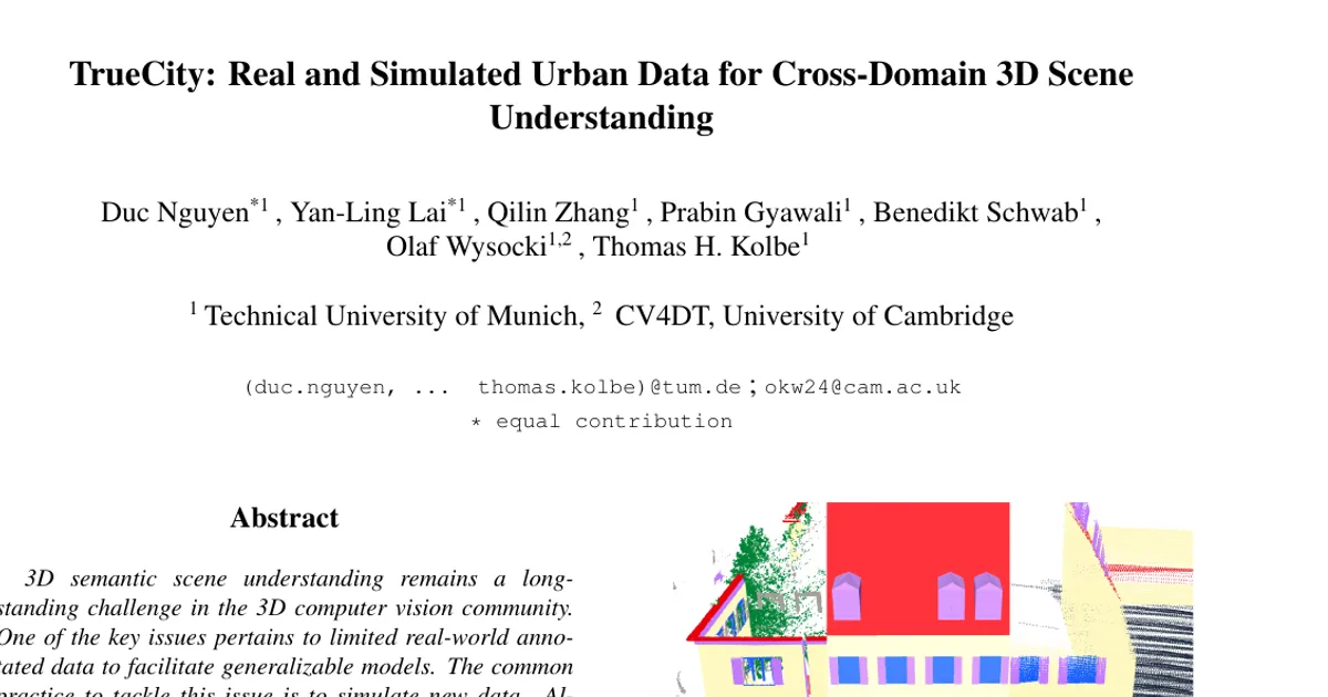 TrueCity: Real and Simulated Urban Data for Cross-Domain 3D Scene Understanding