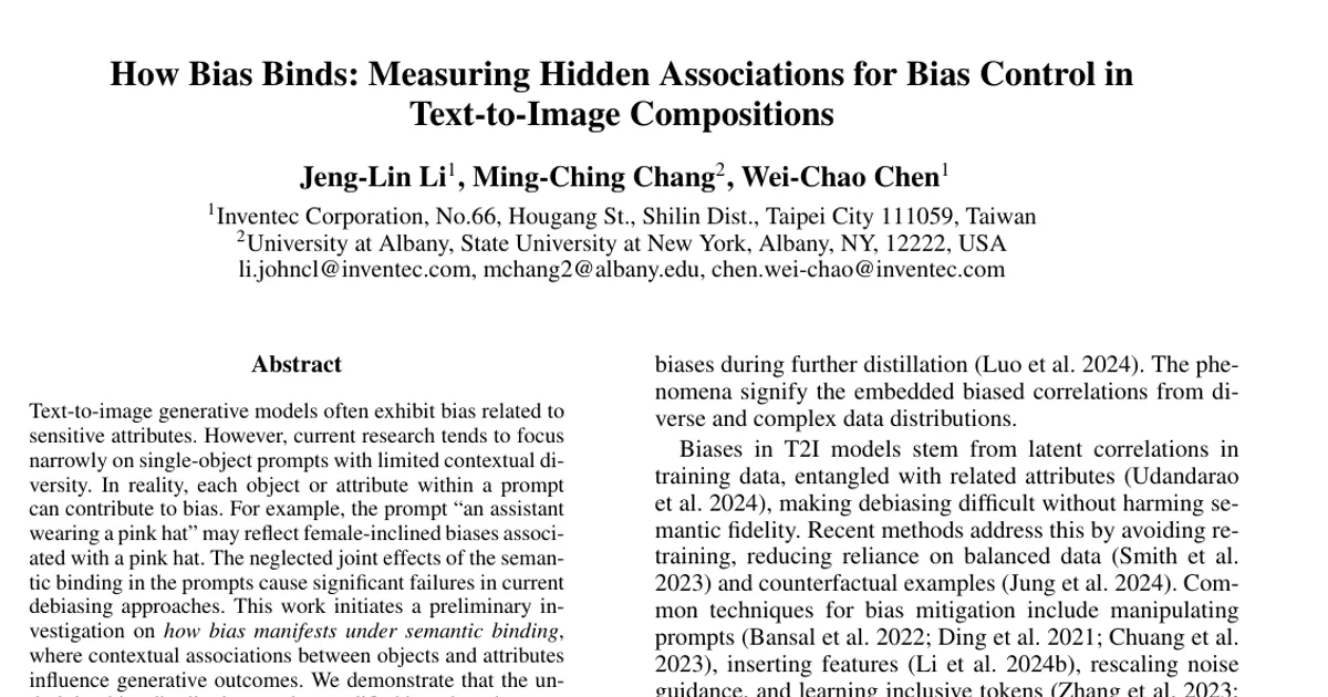 How Bias Binds: Measuring Hidden Associations for Bias Control in Text-to-Image Compositions