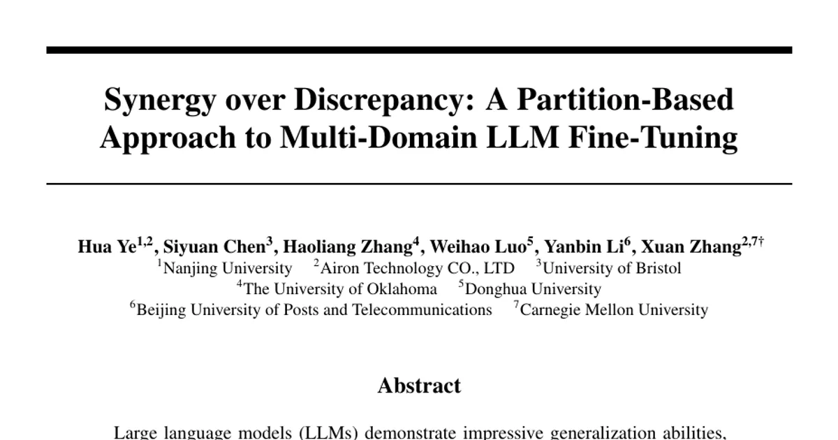 Synergy over Discrepancy: A Partition-Based Approach to Multi-Domain LLM Fine-Tuning