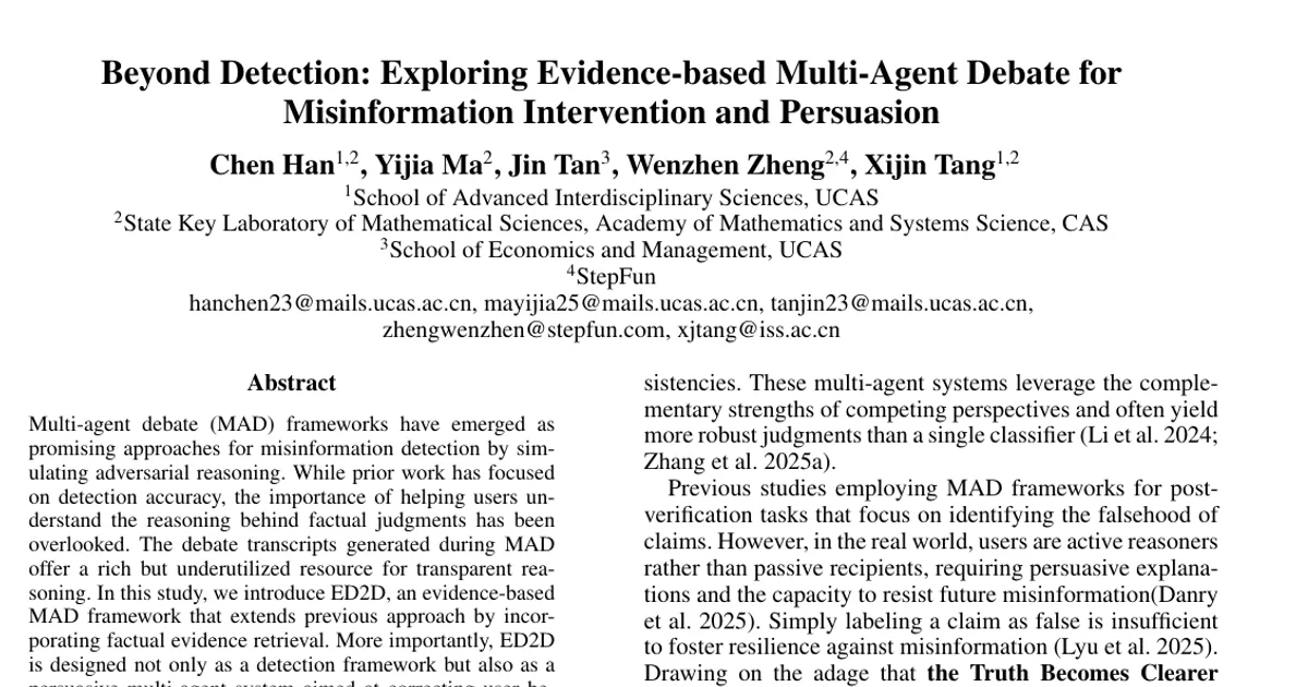 Beyond Detection: Exploring Evidence-based Multi-Agent Debate for Misinformation Intervention and Persuasion