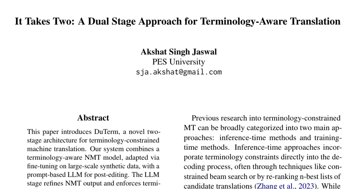 It Takes Two: A Dual Stage Approach for Terminology-Aware Translation