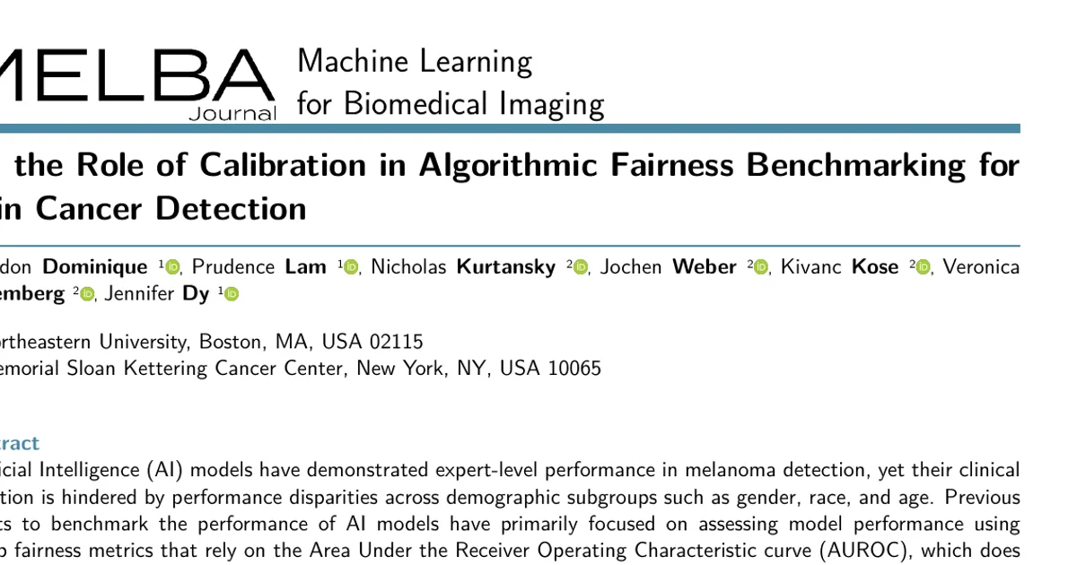 On the Role of Calibration in Benchmarking Algorithmic Fairness for Skin Cancer Detection