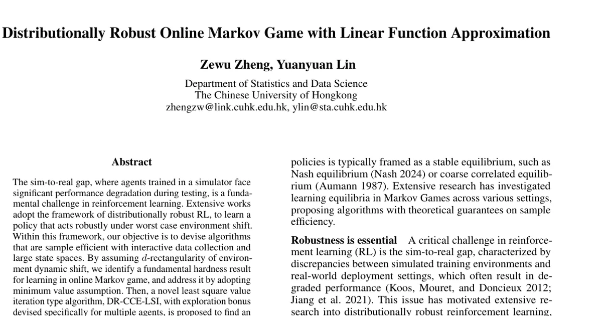 Distributionally Robust Online Markov Game with Linear Function Approximation